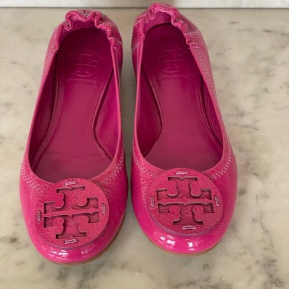 TORY BURCH Reva Ballet Elastic Back Ballet Flats Hot Pink Magenta 6 - Picture 4 of 16